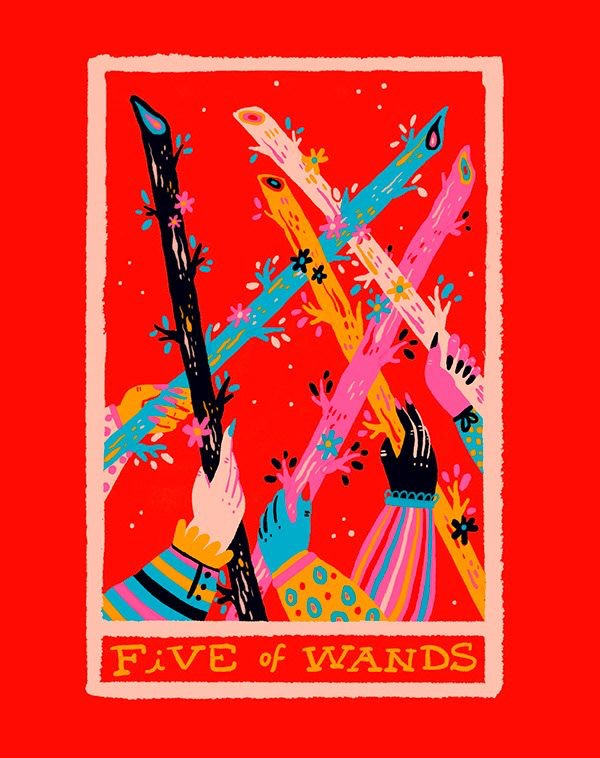 Five of Wands moodboard